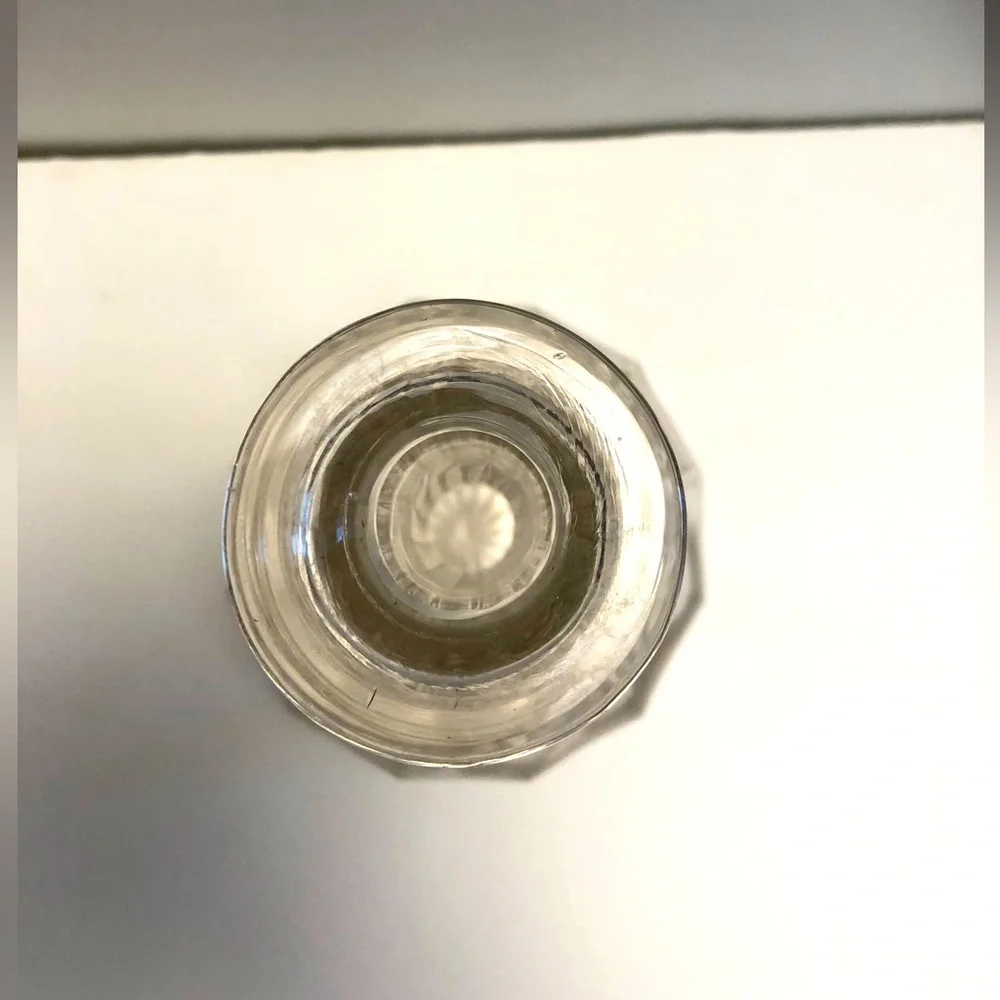 Vintage Decanter Bottle No Stopper Long Neck Ribbed Glass Curvy Flower Bottom